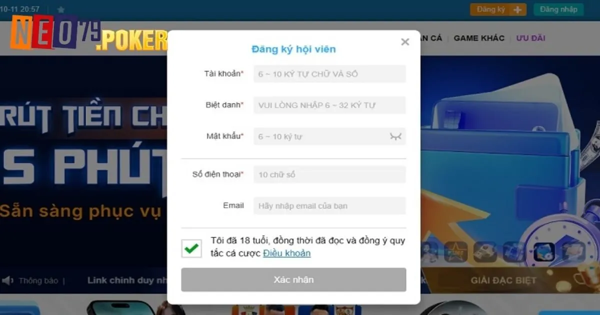 Hướng dẫn cách đăng ký Neo79 nhanh nhất